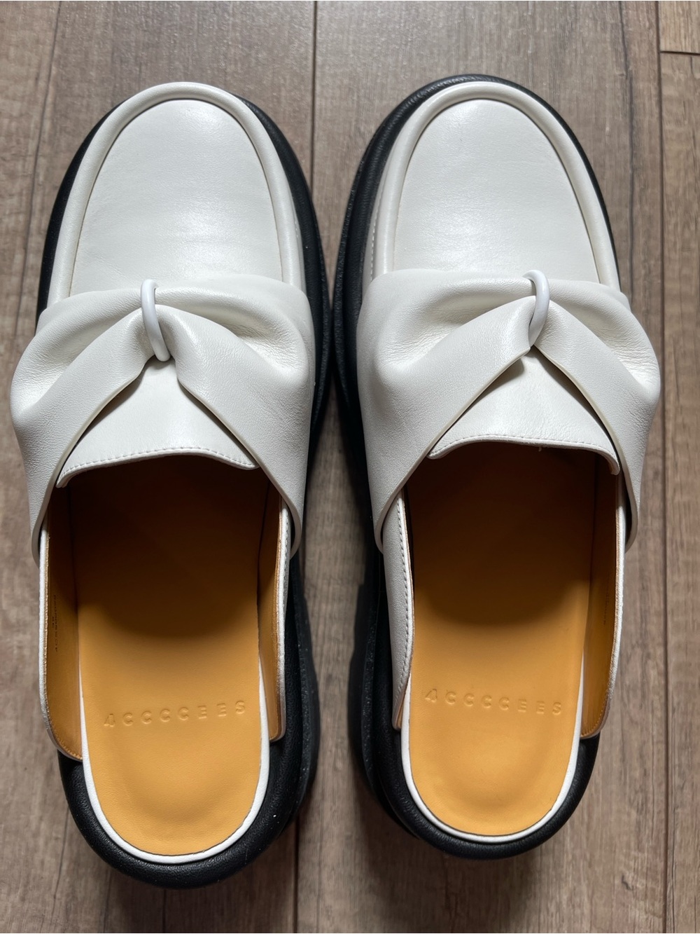 White Slip-On Knot Loafer Mule for Women